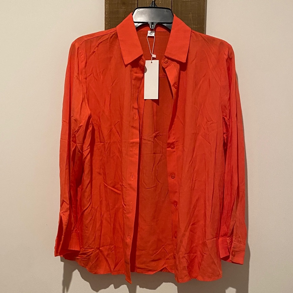 Women's Orange Button Down Shirt